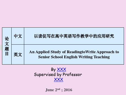 学科教学英语优秀教育硕士学位论文答辩PPT