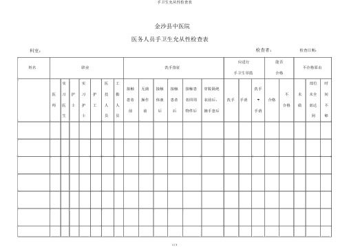 手卫生依从性调查表