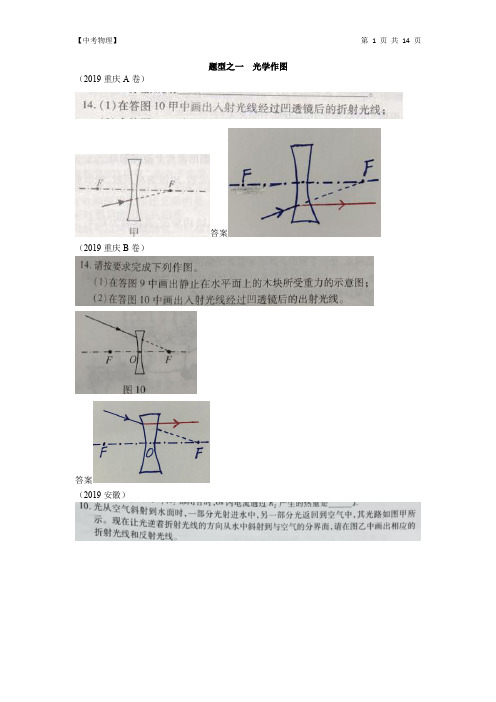 【中考物理】2020物理中考题型之一 光学作图