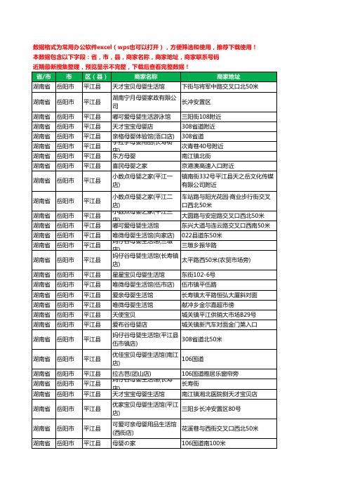 2020新版湖南省岳阳市平江县月子服务工商企业公司商家名录名单黄页联系号码地址大全76家