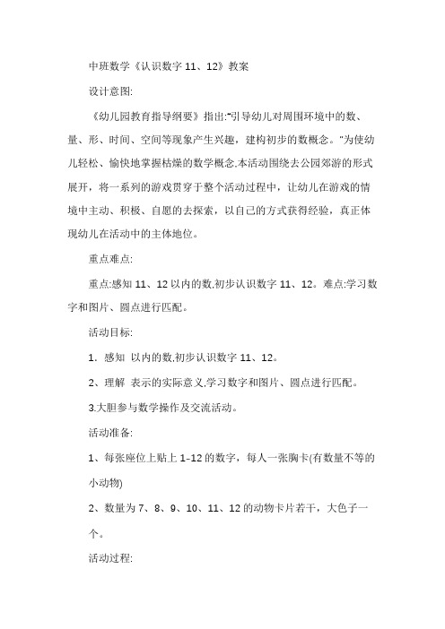 数字11,12,的教案大班