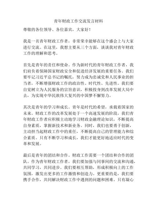 青年财政工作交流发言材料