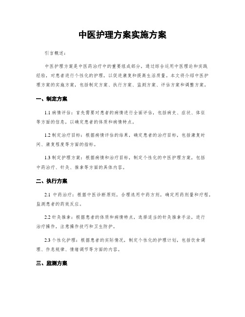 中医护理方案实施方案