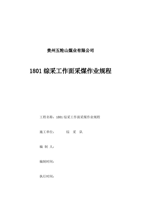 1801采煤作业规程封皮