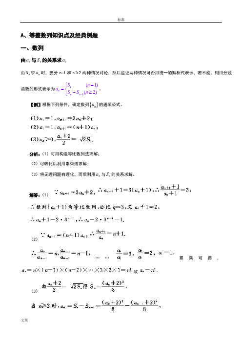 等差等比数列知识点梳理及经典例题