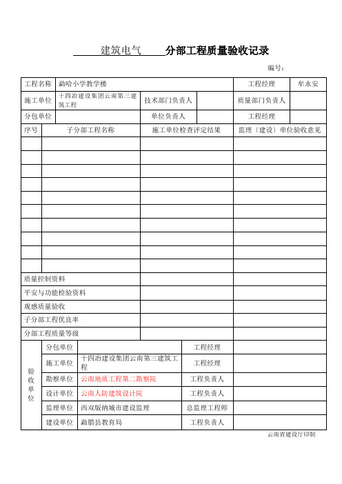 建筑电气分项质量验收记录