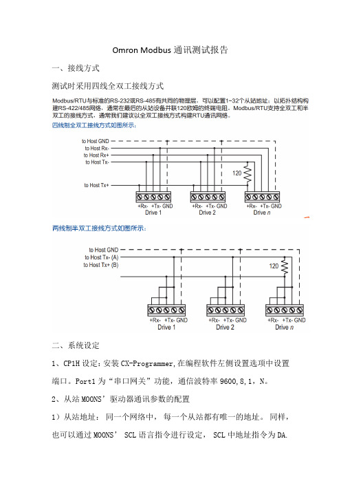 Ormon 的Modbus-Rtu通讯测试报告