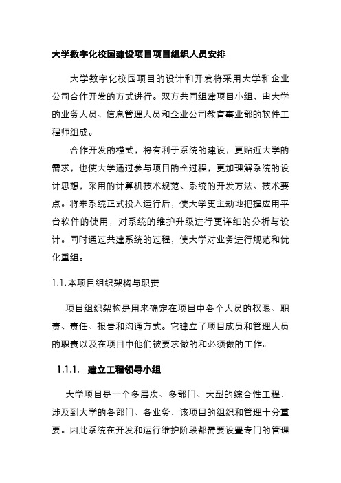 大学数字化校园建设项目项目组织人员安排