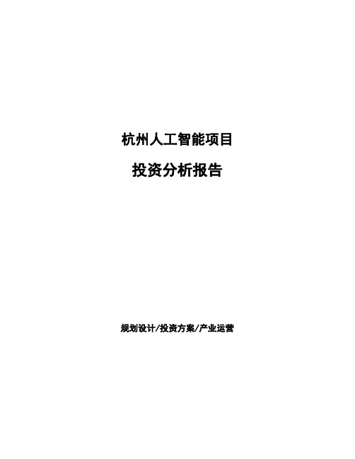 杭州人工智能项目投资分析报告