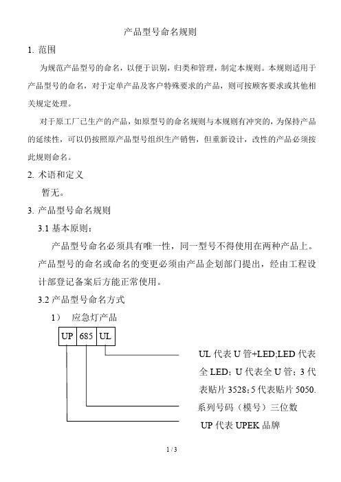 产品型号命名规则