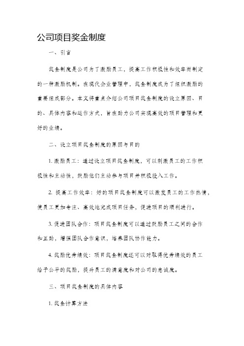 公司项目奖金制度