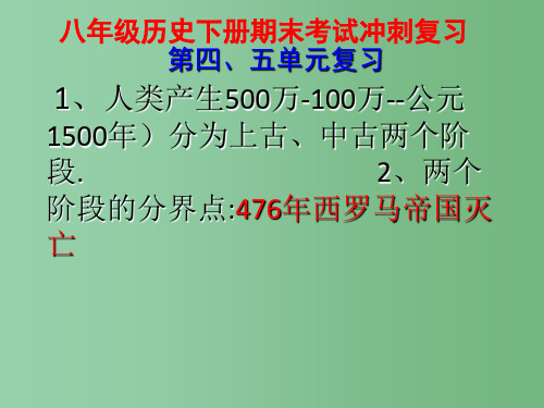 八年级历史下册 期末考试冲刺复习 第四五单元复习课件 北师大版