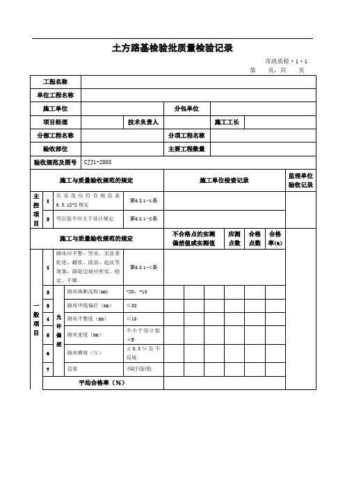 CJJ1-2008城镇道路工程检验批质量检验表格(全套)