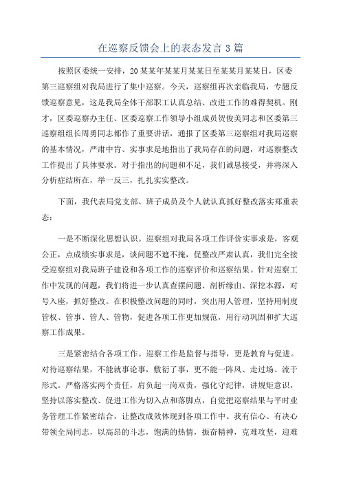 在巡察反馈会上的表态发言3篇