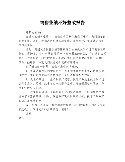 销售业绩不好整改报告