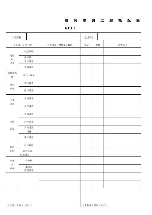 暖通工程最新竣工验收表格