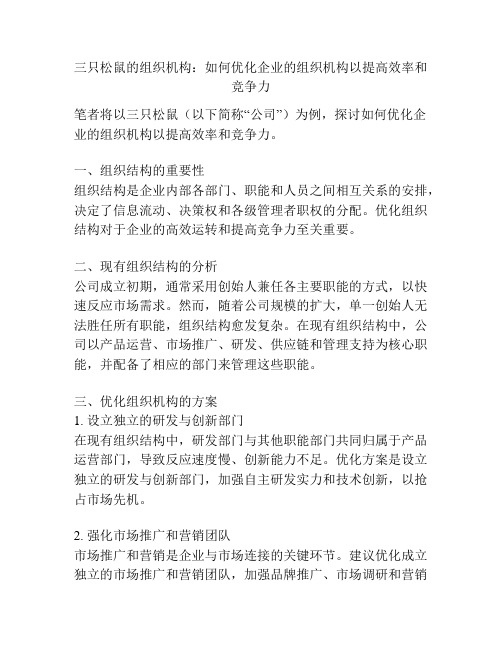 三只松鼠的组织机构：如何优化企业的组织机构以提高效率和竞争力