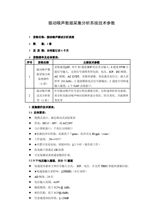 振动噪声数据采集分析系统技术参数