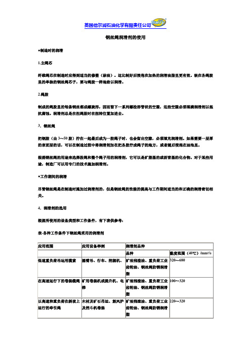 钢丝绳润滑剂的使用