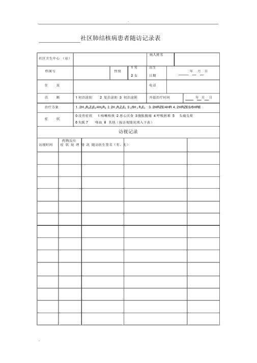 社区肺结核病患者随访记录表