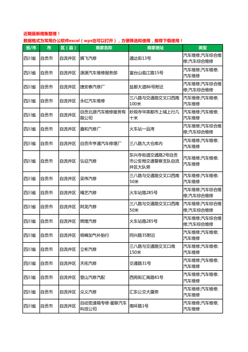 2020新版四川省自贡市汽车维修工商企业公司商家名录名单黄页联系方式电话大全452家