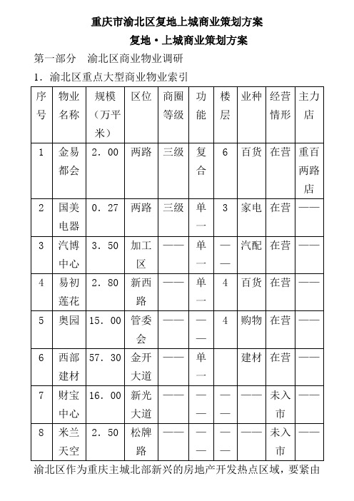 重庆市渝北区复地上城商业策划方案