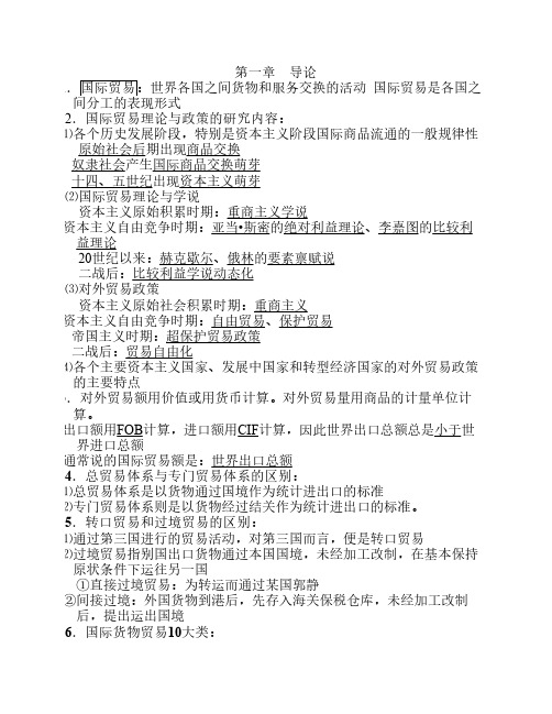 国际贸易理论与实务复习笔记,经典版