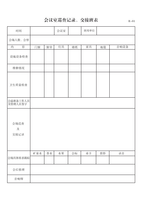 会议室巡查记录、交接班表