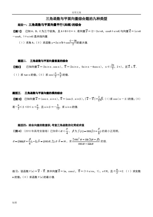 三角函数、平面向量综合题九种类型