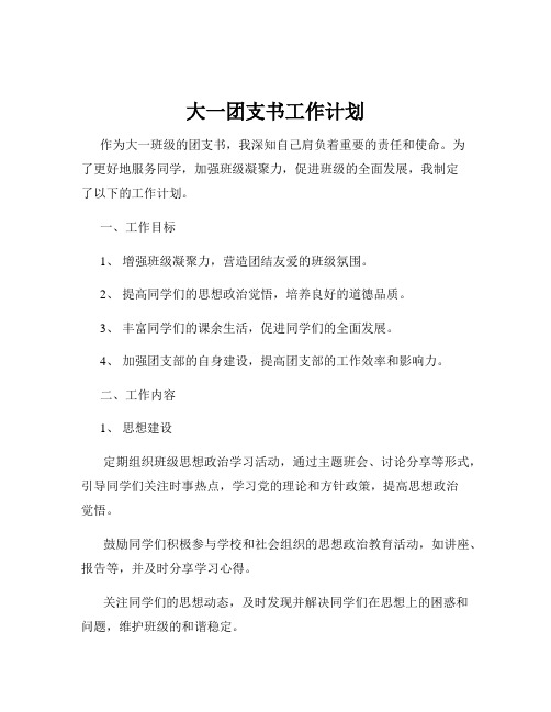 大一团支书工作计划