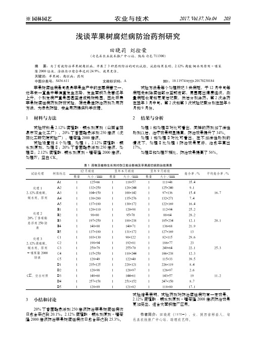 浅谈苹果树腐烂病防治药剂研究