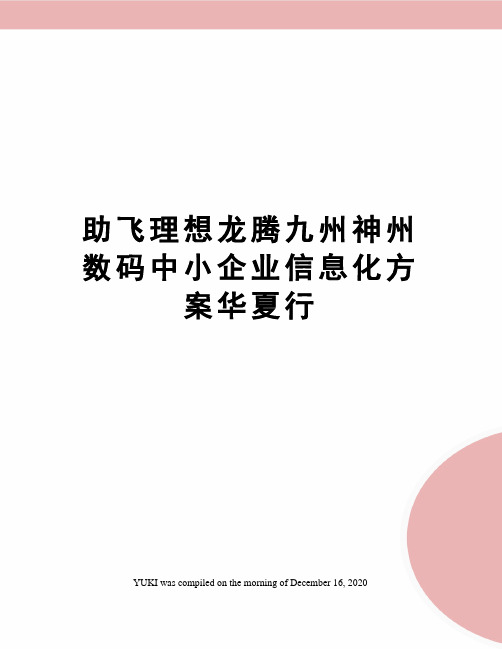 助飞理想龙腾九州神州数码中小企业信息化方案华夏行