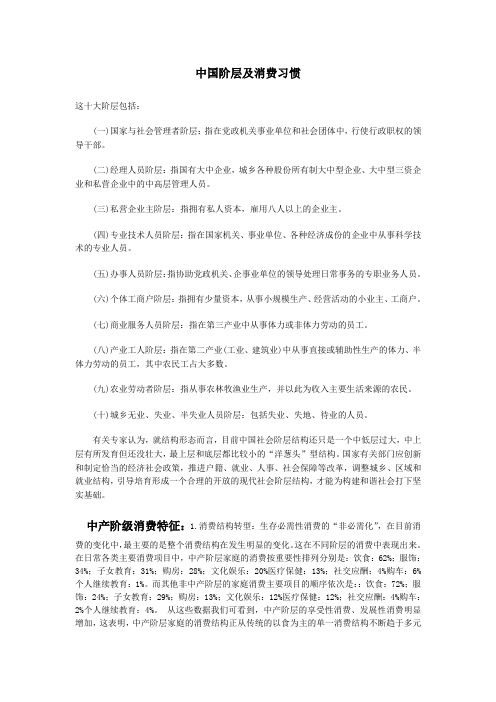 中国阶层及消费习惯