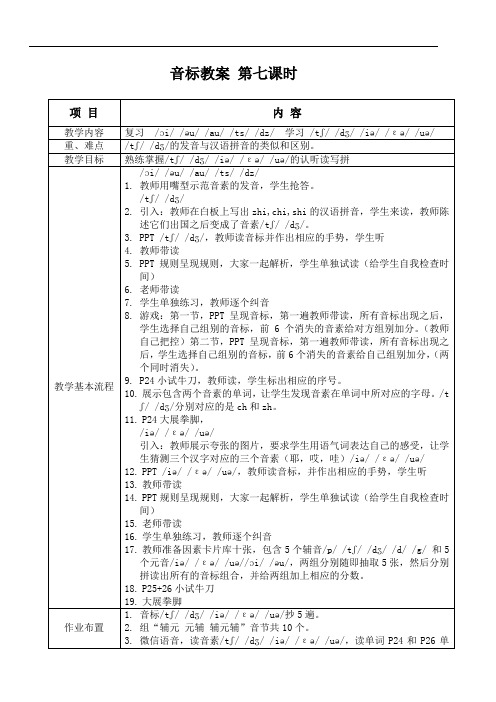 小学英语-音标第7次课教案