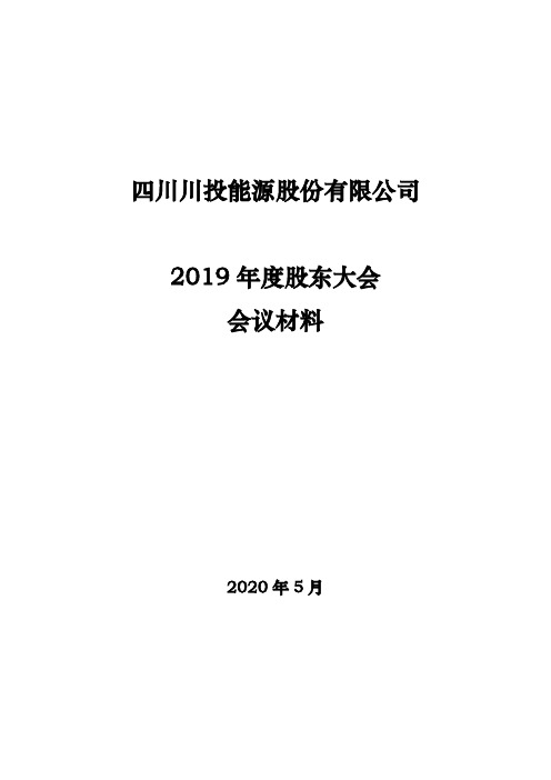 川投能源：2019年度股东大会会议材料