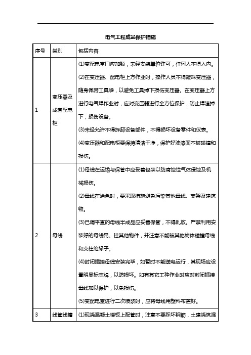 电气工程成品保护措施