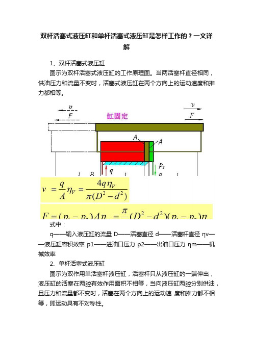 双杆活塞式液压缸和单杆活塞式液压缸是怎样工作的？一文详解