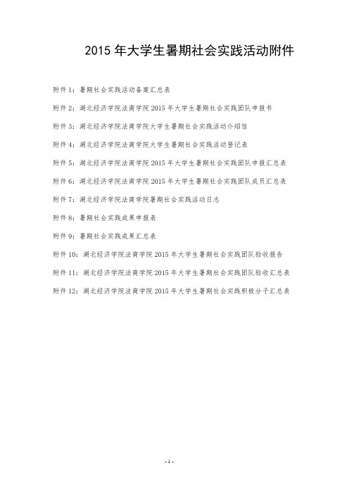 2015年大学生暑期社会实践活动服务指南附件