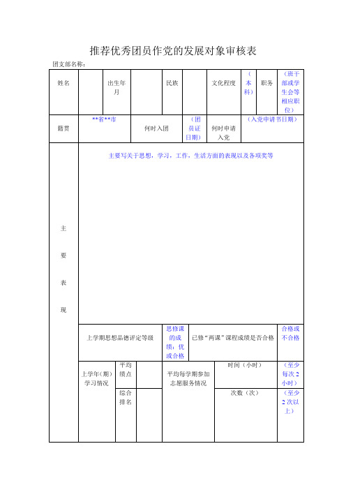 团组织推优表