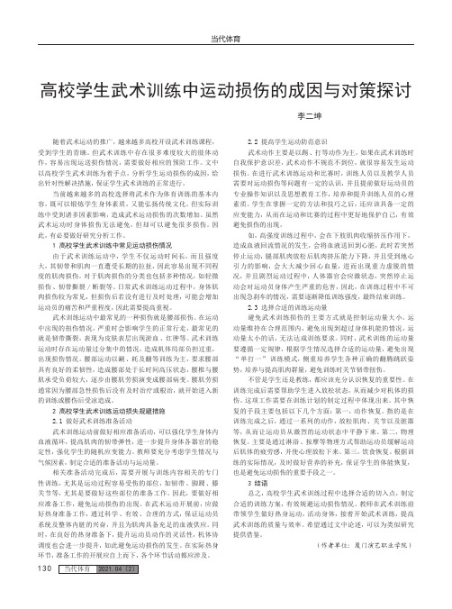 高校学生武术训练中运动损伤的成因与对策探讨