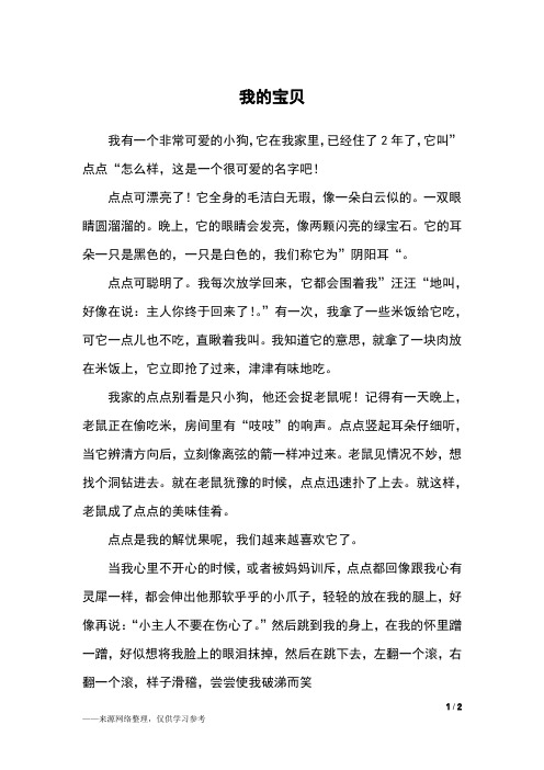 我的宝贝_五年级作文_2