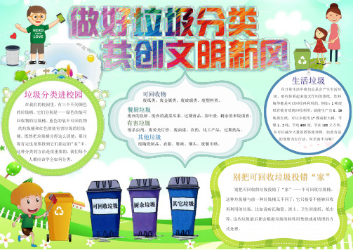 word小报模板:环保小报可爱卡通垃圾分类手抄报