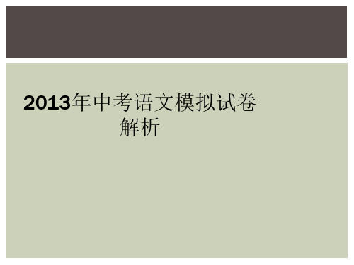 2013年中考语文模拟试卷解析