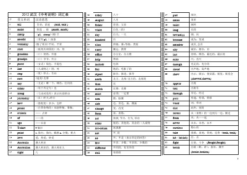 武汉中考词汇