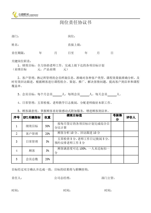 岗位责任协议书