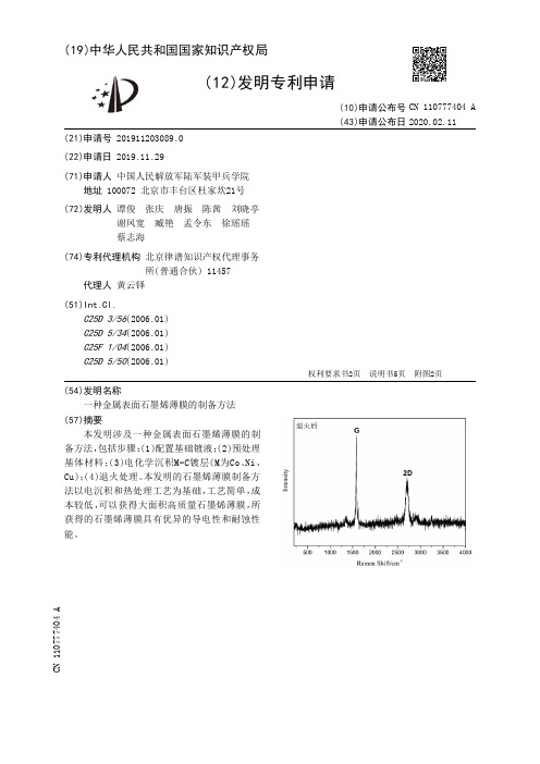 一种金属表面石墨烯薄膜的制备方法[发明专利]