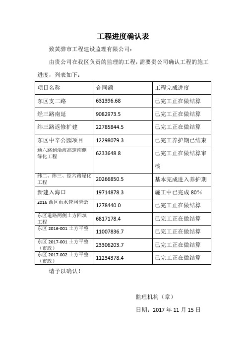 工程进度确认表(1)