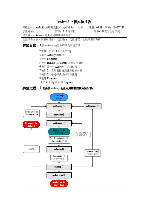 Activity的生命周期及回调方法