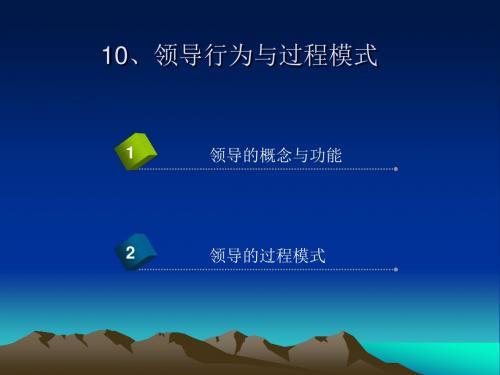 10、领导行为与领导过程模式