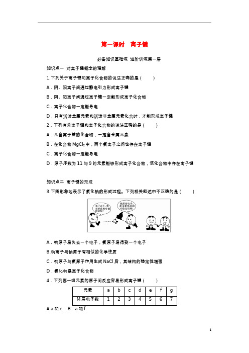 2023版新教材高中化学第二单元微粒之间的相互作用力第一课时离子键课时作业苏教版必修第一册